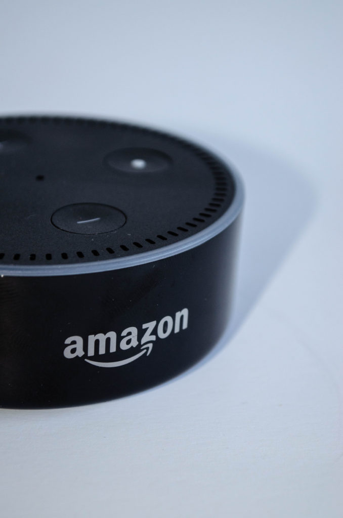 closeup of amazon echo dot