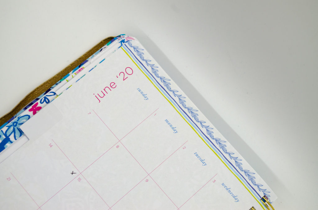 planner page open to June 2020