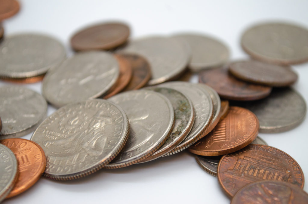 Coins, quarters, pennies, nickles, dimes, money